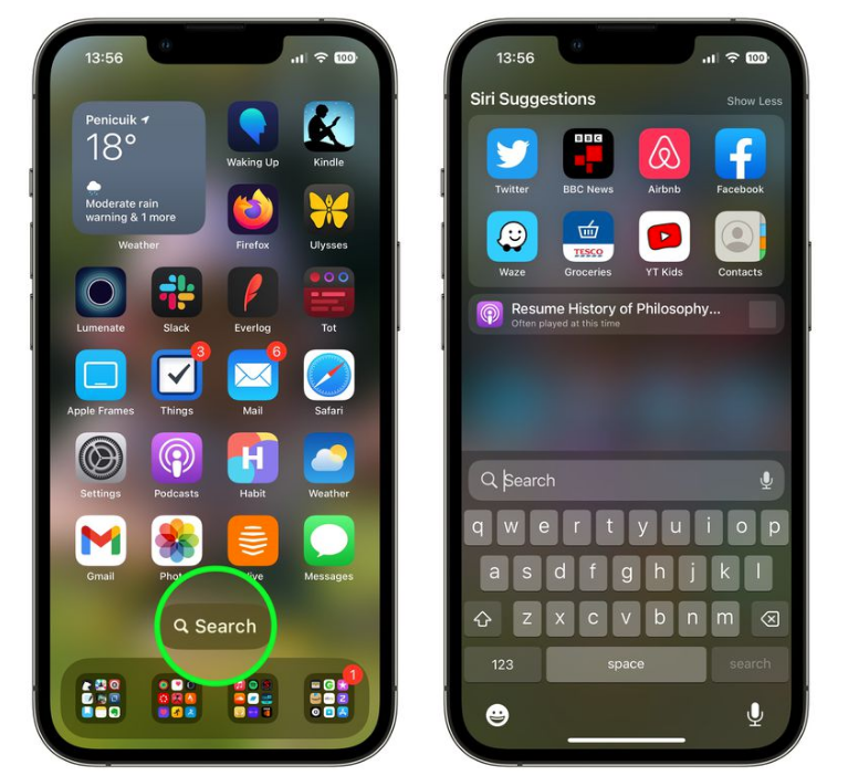 金华苹果手机维修分享升级到 iOS 16 后，如何删除主屏幕上的搜索按钮 