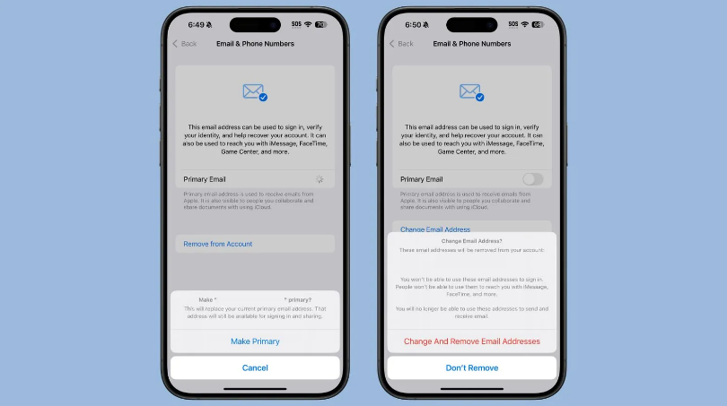 金华苹果手机维修分享苹果 iOS 18.1 支持设置“主要”邮箱地址并更改 iCloud 邮箱 