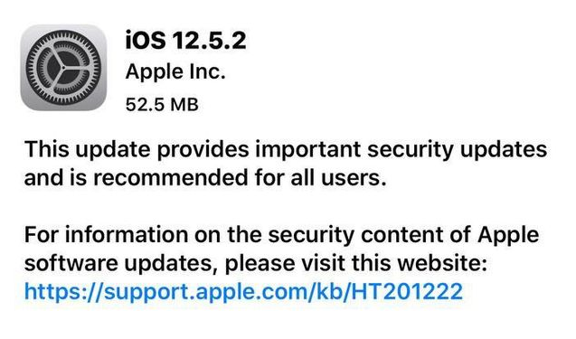 金华苹果手机维修分享iOS12.5.2发布，建议所有老苹果用户安装 